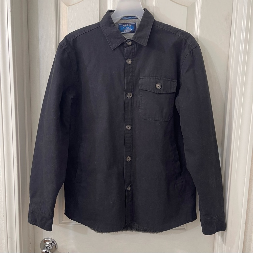 Vintage 1946 Washed Stoned & Beaten Fleece Lined Shacket - Black.  Mens: Medium.